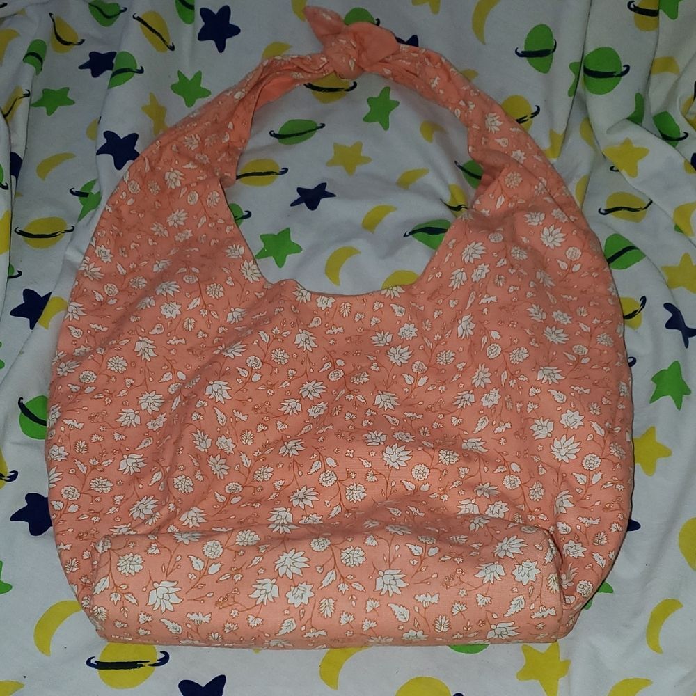 Target Peach Floral Women's Hobo Bag Adjustable Shoulder Tie